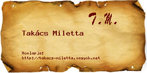 Takács Miletta névjegykártya